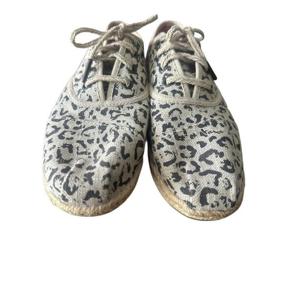 TOMS Shoes Cordones Leopard Animal Print Womens Size 8 Lace Up Espadrilles Beige - Picture 8 of 10